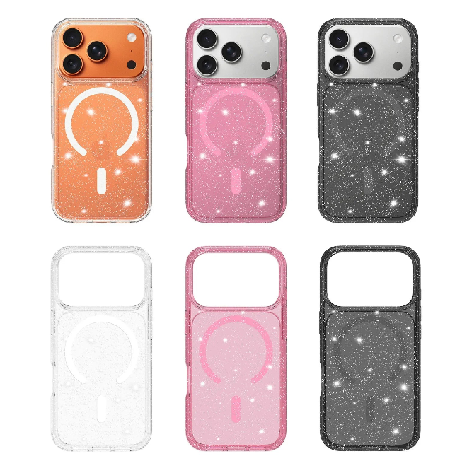 Magnetic Stardust Glitter Case colour options clear pink black main image