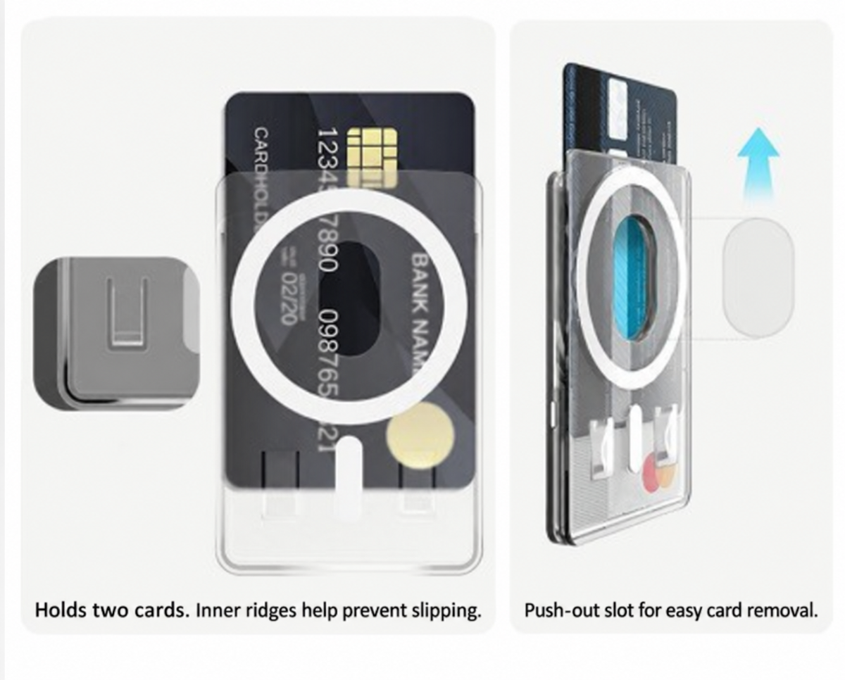 Frosted Clear MagSafe Card Holder Case with Built-In Card Clip